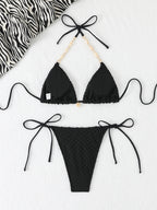 2026 Halter String Triangle Bikini Women Sexy Swimwear Female Mesh Swimsuit Solid Bathers Bathing Swimming Swim Suit Beachwear