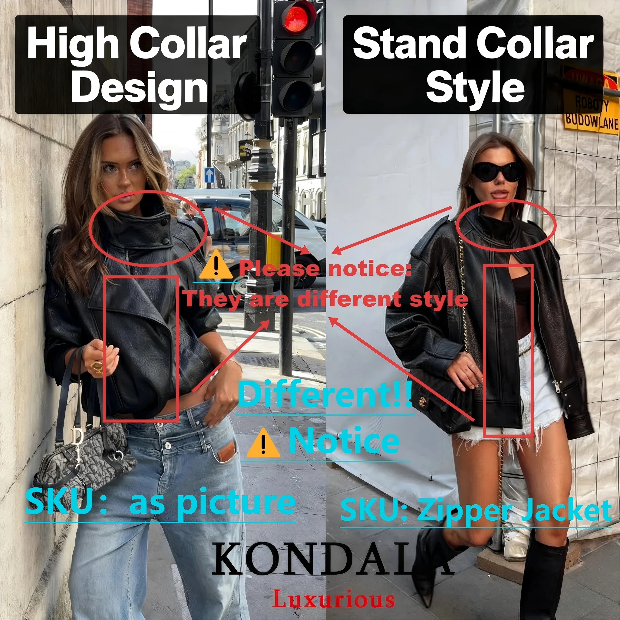 KONDALA Casual Chic Giacche di pelle nera Donna Manica lunga Bottoni Elastico Cappotti oversize Moda 2025 Autunno Cappotti streetwear