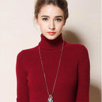 2025 maglione dolcevita da donna semplice pullover moda invernale maglione da donna in maglia elastica top basic femminili neri solidi casual