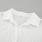 Camicia con risvolto in puro cotone jacquard francese