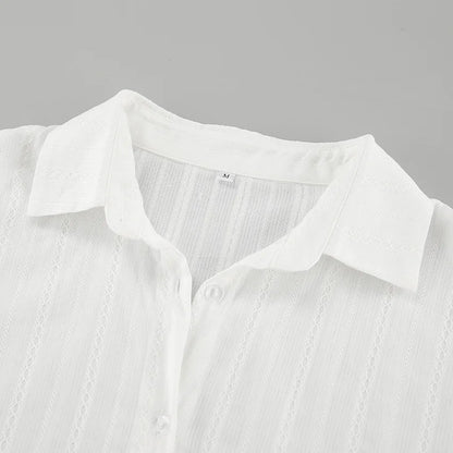 Camicia con risvolto in puro cotone jacquard francese