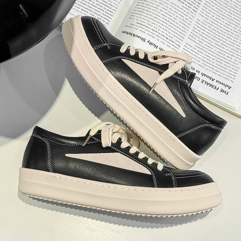 Men’s Black Lace-Up Casual Sneakers — Image 2