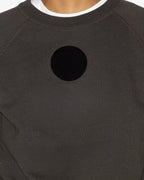 Felpa grigia in cotone 100% donna manica lunga girocollo dettagli floccati felpa autunno inverno manica lunga donna