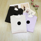 Felpa grigia in cotone 100% donna manica lunga girocollo dettagli floccati felpa autunno inverno manica lunga donna