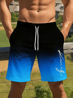 Gradient Color Graphic Men Beach Shorts 3D Print Shorts Casual Fashion Quick-Dry Pants Loose Swim Trunks Vacation Men's Clothes