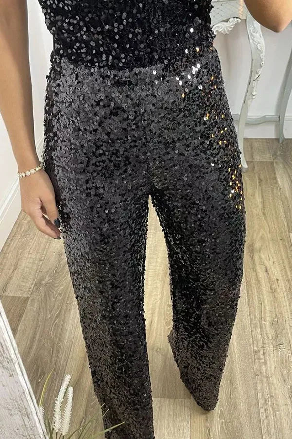 Multicolor Sequin Flared Pants - Women's Slim Fit Party Wear - StepByStepNow