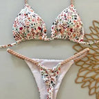 2026 new style boxer shorts mesh three-piece women's swimsuit neck lace-up bikini set
