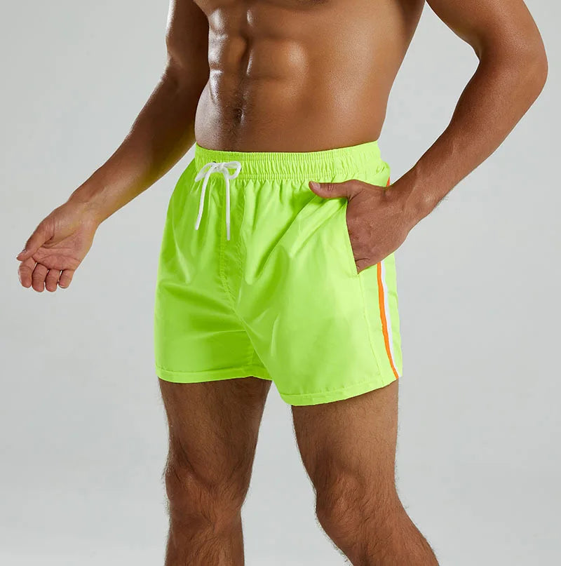 Mens Quick Dry Three Quarter Length Beach Shorts Casual Swim Board Shorts With Inner Lining Summer Vacation Bottoms