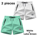 Men's Seersucker Beach Shorts with Mesh Liner Summer Casual Board Shorts with Zipper Pockets Quick Dry Swim Shorts Swim Trunks