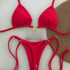 Sexy Halter Solid color Bikini Set Women's Swimsuit Two-piece Triangle Thong Swimwear Bathing Suit Brazilian Biquinis