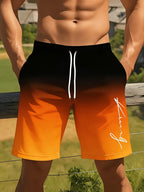 Gradient Color Graphic Men Beach Shorts 3D Print Shorts Casual Fashion Quick-Dry Pants Loose Swim Trunks Vacation Men's Clothes