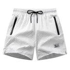 Men's Seersucker Beach Shorts with Mesh Liner Summer Casual Board Shorts with Zipper Pockets Quick Dry Swim Shorts Swim Trunks