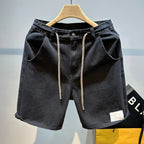 2026 Mens Straight Leg Blue Denim Shorts Summer Casual Five Inch Beach Shorts Thin Lightweight Y2K Vintage Japanese Relaxed Fit