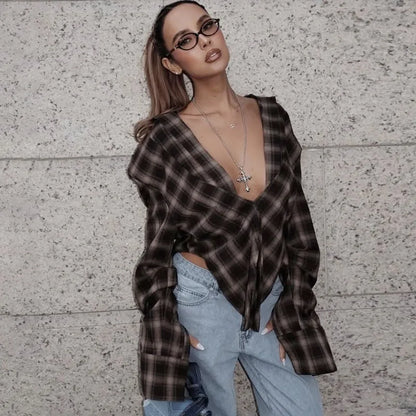 Camicia Top Fashion Y2k Party Look Nuova camicia femminile a vita alta Top