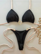 Sexy Halter Solid color Bikini Set Women's Swimsuit Two-piece Triangle Thong Swimwear Bathing Suit Brazilian Biquinis