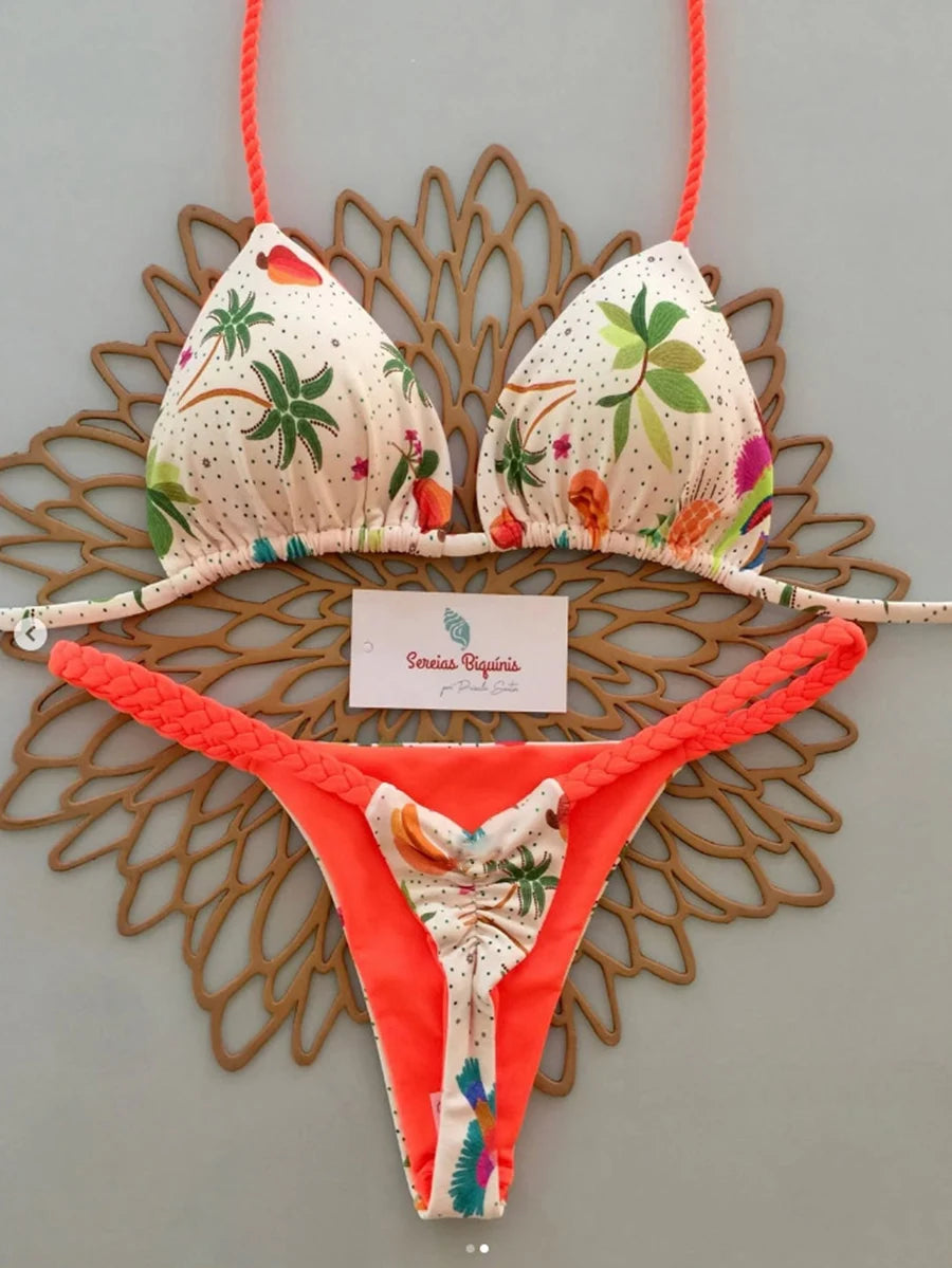 Micro Bikinis 2026 Push Up Women Swimsuits Sexy Swimwear Brazilian Bikini Set Thong Biquini Print Swimsuit Summer Beachwear