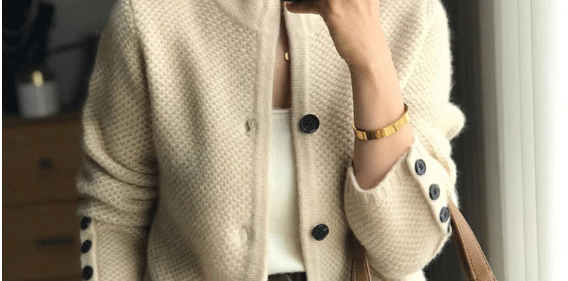 Autunno inverno nuovo addensato 100% Cashmere lana Cardigan donna Stand collo maglione maglione sciolto maglia Base maglione di lana giacca