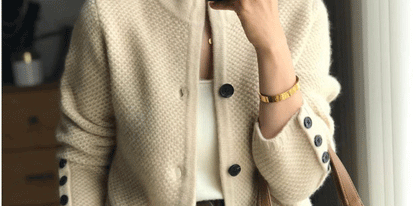 Autunno inverno nuovo addensato 100% Cashmere lana Cardigan donna Stand collo maglione maglione sciolto maglia Base maglione di lana giacca