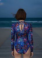 Women's Long Sleeve One Piece Swimsuit UPF 50+ Swimwear with Pants Quick-Dry Bathing Suit Floral Beachwear Beach Bathing Suit