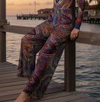 Women's Long Sleeve One Piece Swimsuit UPF 50+ Swimwear with Pants Quick-Dry Bathing Suit Floral Beachwear Beach Bathing Suit