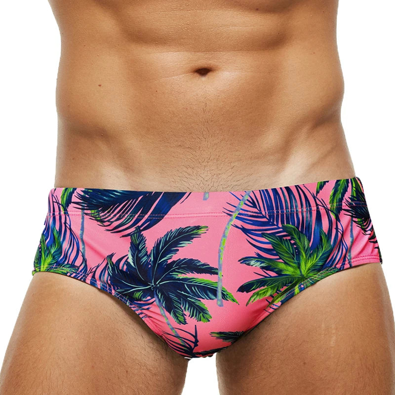 Datifer Summer 2026 Men Shorts Gym Low Waist Sexy Print Swim Brief Removed Pad Surfing Swimsuit Shorts Multicolor