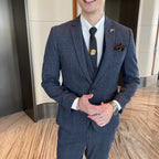 Abito da uomo in tre pezzi scozzese modificato di alta qualità in stile coreano britannico - Set di gilet e pantaloni eleganti da lavoro casual