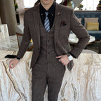 Men's British - Korean Plaid 3 - Piece Suit - Slim Fit Business Set - StepByStepNow