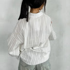 Camicia con risvolto in puro cotone jacquard francese