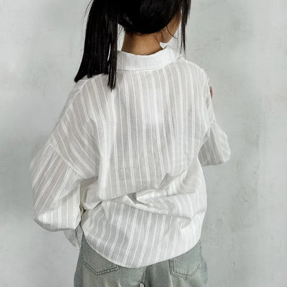 Camicia con risvolto in puro cotone jacquard francese