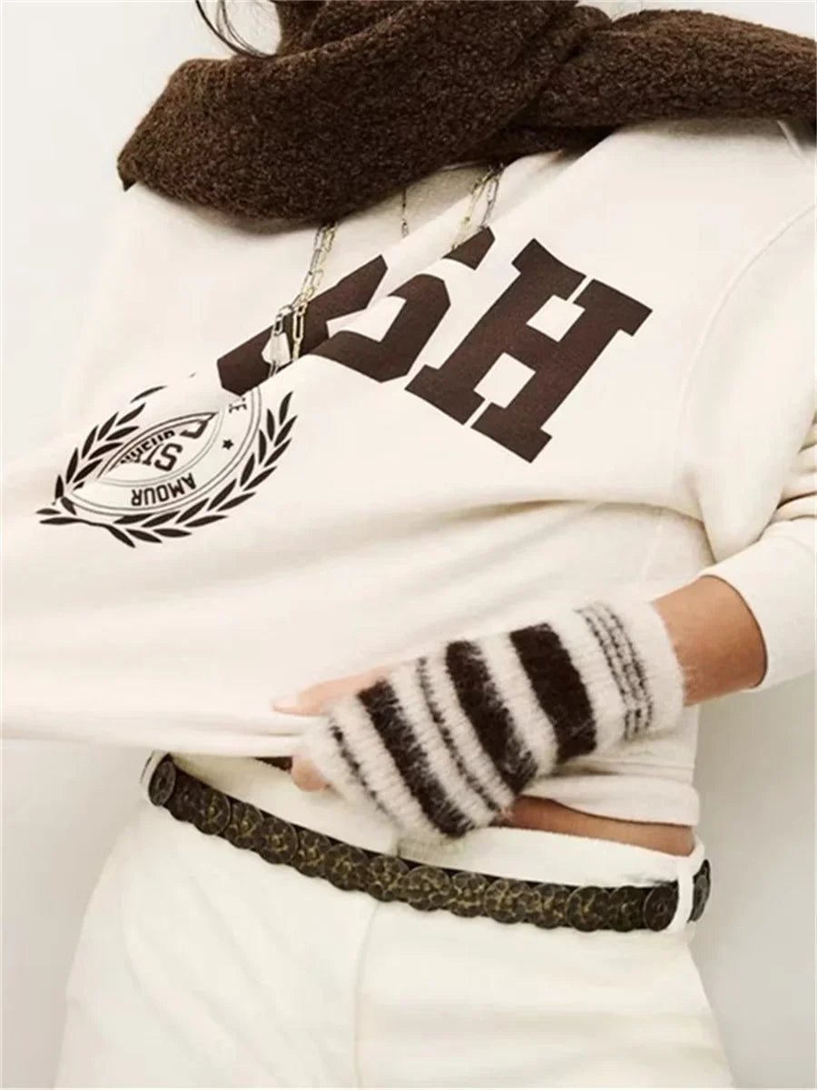 Pullover top o-collo casual manica lunga donna felpa autunnale