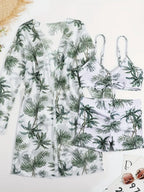 3 Pieces Tie Dye Bikinis Swimsuit 2026 New Women Drawstring Front Swimwear Female High Waist Shorts Bathers Swim Suit Beachwear