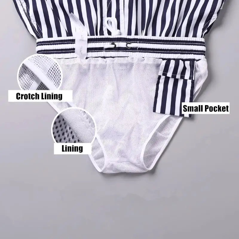 Desmiit Swimwear Man Swimming Shorts Mens Swim Trunks Bathing Suit Board Shorts Beach Swimsuit With Mesh Briefs Lining Zwembroek