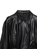 DiYiG DONNA 2025 Autunno Nuova Moda Imitazione Pelle Effetto Giacca Retro Manica Lunga Joker Cintura Giacca Della Tuta Sportiva Mujer