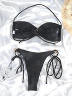 Miyouj Push Up Bikinis Solid Color Swimsuit Women' Swimwear Rings Bikini Bandage Beachwear Two Piece Suit 2026 Sexy Bathing Suit