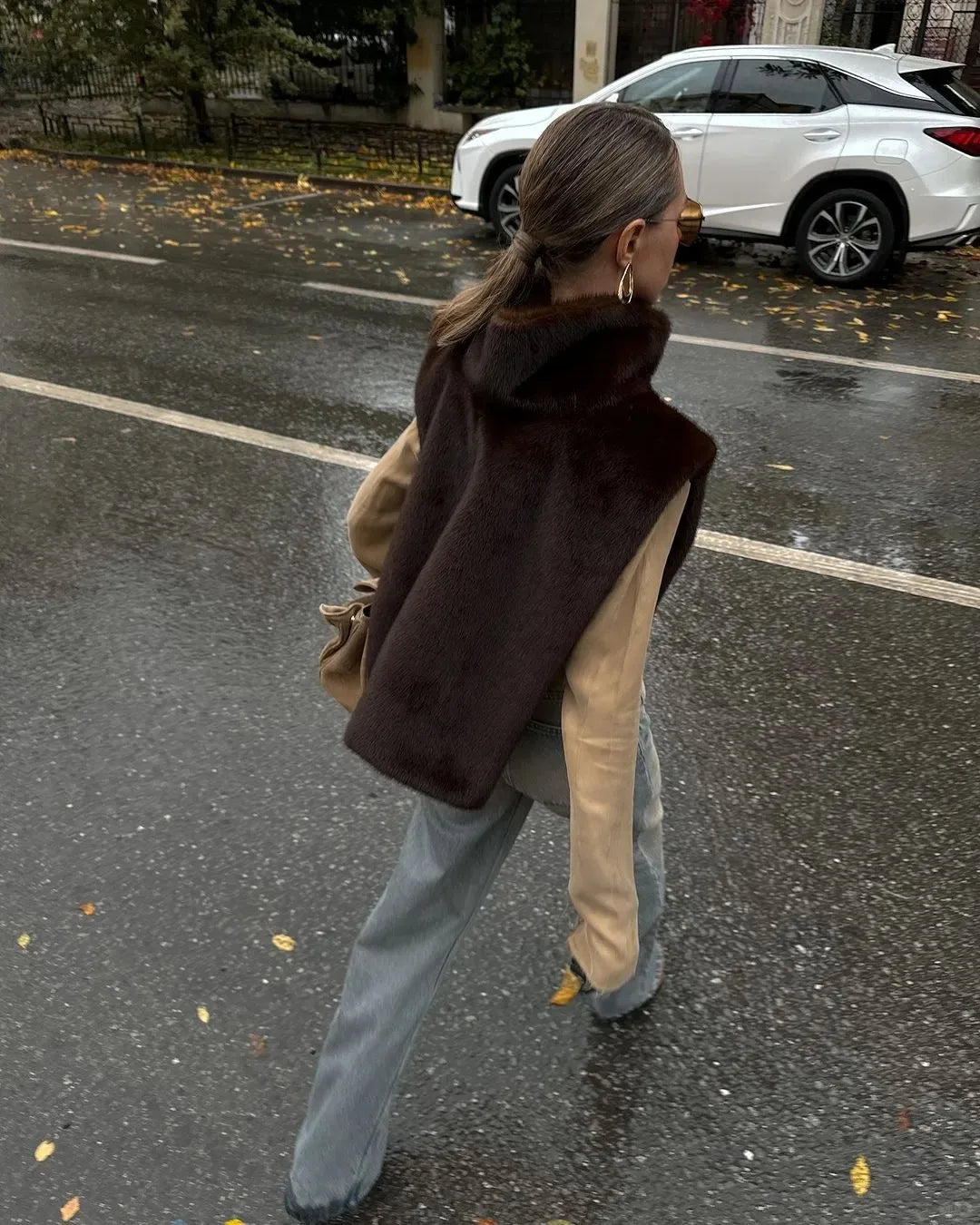 2025 New Fashion Pelliccia sintetica Sable Vest Crop Top Autunno Inverno Dolcevita Eco Pelliccia di visone Canotte Giacca senza maniche Cappotto