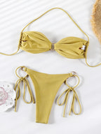 Miyouj Push Up Bikinis Solid Color Swimsuit Women' Swimwear Rings Bikini Bandage Beachwear Two Piece Suit 2026 Sexy Bathing Suit