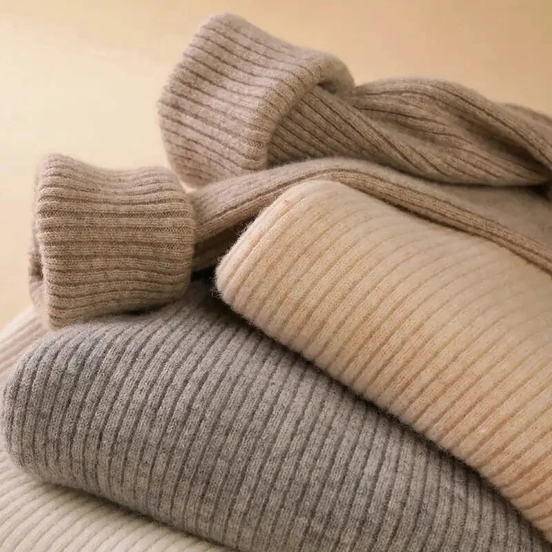 2025 maglione dolcevita da donna semplice pullover moda invernale maglione da donna in maglia elastica top basic femminili neri solidi casual