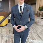 Men's British - Korean Plaid 3 - Piece Suit - Slim Fit Business Set - StepByStepNow
