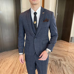 Men's British - Korean Plaid 3 - Piece Suit - Slim Fit Business Set - StepByStepNow