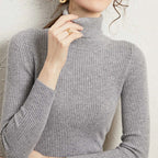 2025 maglione dolcevita da donna semplice pullover moda invernale maglione da donna in maglia elastica top basic femminili neri solidi casual