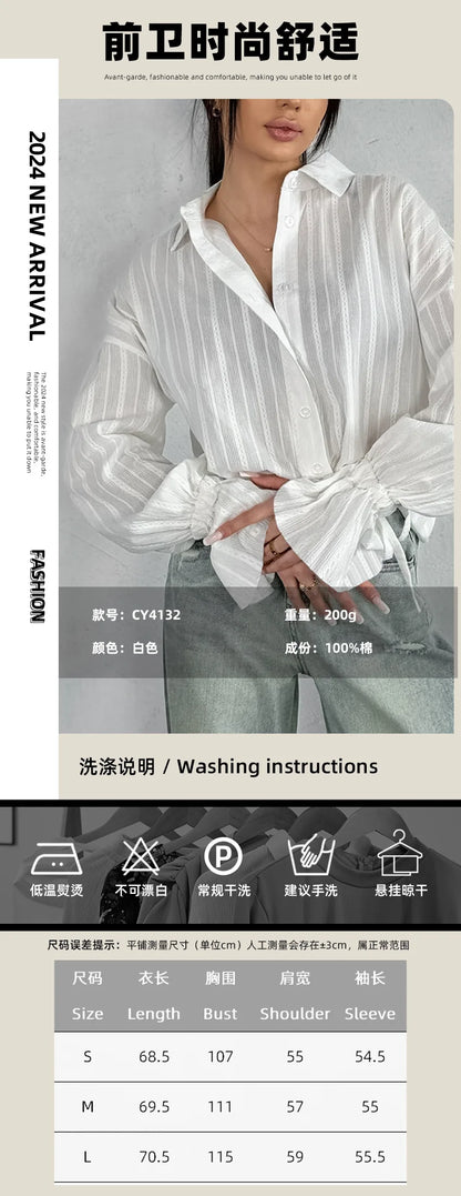 Camicia con risvolto in puro cotone jacquard francese