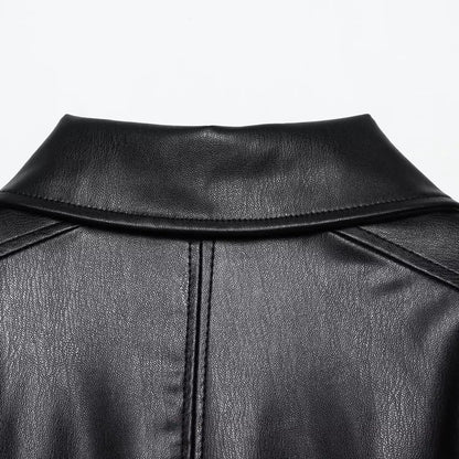 DiYiG DONNA 2025 Autunno Nuova Moda Imitazione Pelle Effetto Giacca Retro Manica Lunga Joker Cintura Giacca Della Tuta Sportiva Mujer