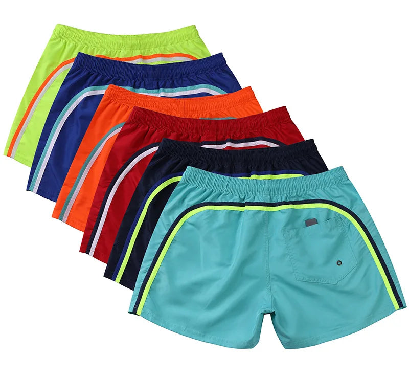 Mens Quick Dry Three Quarter Length Beach Shorts Casual Swim Board Shorts With Inner Lining Summer Vacation Bottoms