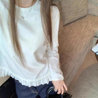 Camicia a maniche lunghe con orlo in pizzo dolce e pieghe Donna Autunno e inverno Sle coreano Semplice e versatile