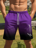 Gradient Color Graphic Men Beach Shorts 3D Print Shorts Casual Fashion Quick-Dry Pants Loose Swim Trunks Vacation Men's Clothes