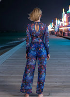 Women's Long Sleeve One Piece Swimsuit UPF 50+ Swimwear with Pants Quick-Dry Bathing Suit Floral Beachwear Beach Bathing Suit