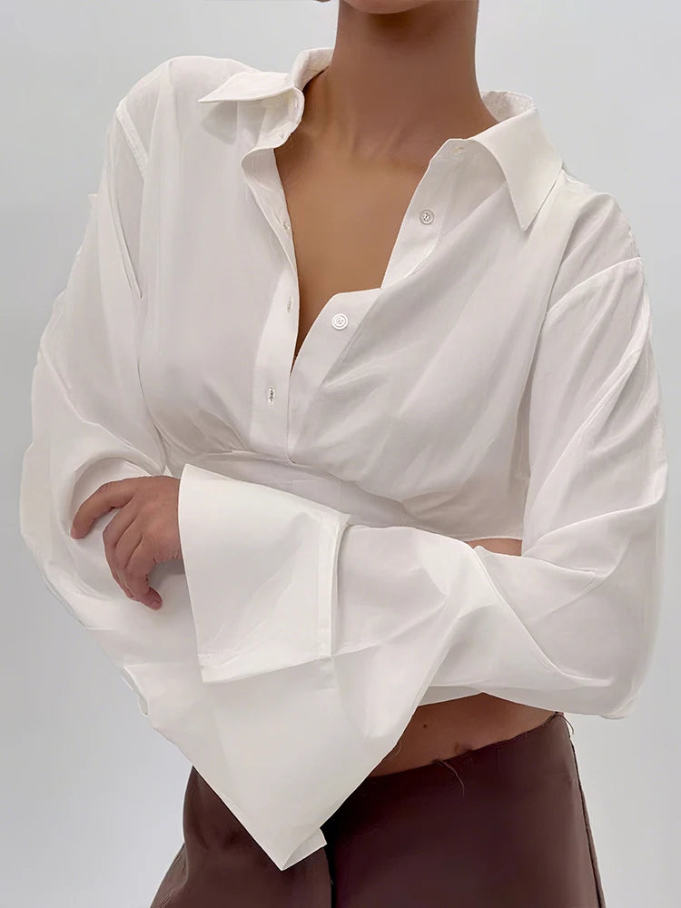 Camicetta con risvolto Donna Monopetto Manica lunga Skinny Tendenza autunnale Top eleganti