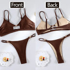 Miyouj Push Up Bikinis Solid Color Swimsuit Women' Swimwear Rings Bikini Bandage Beachwear Two Piece Suit 2026 Sexy Bathing Suit