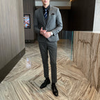 Men's British - Korean Plaid 3 - Piece Suit - Slim Fit Business Set - StepByStepNow