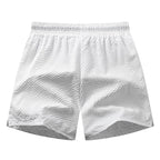 Men's Seersucker Beach Shorts with Mesh Liner Summer Casual Board Shorts with Zipper Pockets Quick Dry Swim Shorts Swim Trunks